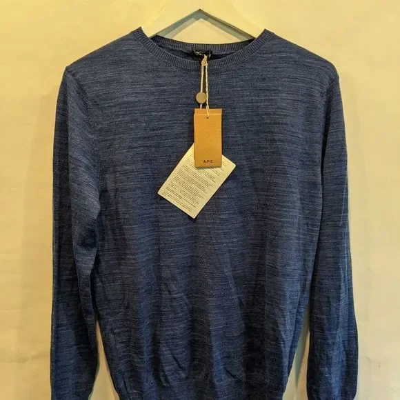A.p.c. Heathered blue merino wool sweater S BNWT - Picture 5 of 8